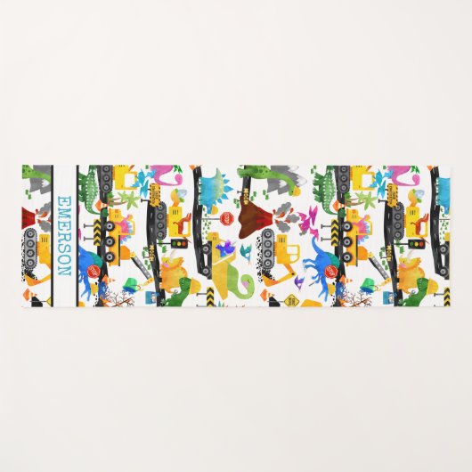 Aquarellfarben Dinosaurier Bau Kinder Niedlich Yogamatte (Vorderseite (Horizontal))