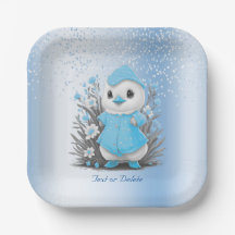 Aquarellfarben Duck Blue Flowers Papierplatte