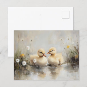 Aquarellfarben Ducklings Dandelion Blume Postkarte