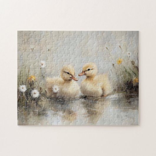 Aquarellfarben Ducklings Dandelion Blume Puzzle (Horizontal)