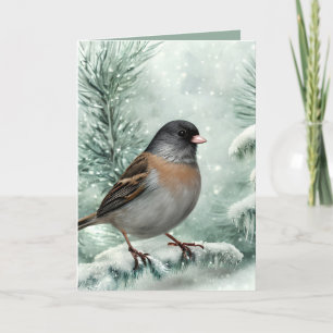 Aquarellfarben, dunkel mit Augen Junco Bird Weihna Feiertagskarte