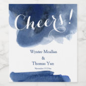 Aquarellfarben, dunkelblau, Hochzeitsmarke Weinetikett (Einzelnes Label)