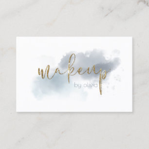 Aquarellfarben, dunkelblau und goldfarbenes Makeup Visitenkarte