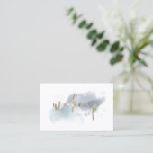 Aquarellfarben, dunkelblau und goldfarbenes Makeup Visitenkarte (Stehend Vorderseite)