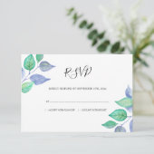 Aquarellfarben, dunkelblaue Blätter Foliage RSVP Karte (Stehend Vorderseite)