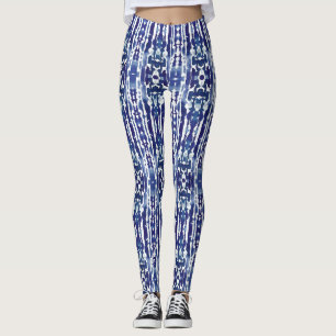Aquarellfarben, dunkelblaue Farbtöne, Shibori, Kra Leggings