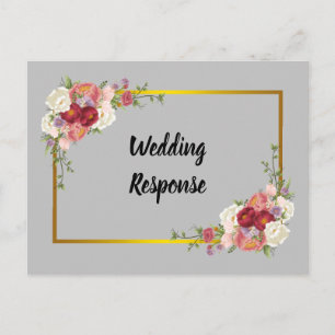 Aquarellfarben, dunkelgrau, goldblütig Peach Weddi Postkarte