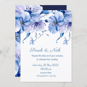 Aquarellfarben Dusty Blue Blues    weddingi Einladung
