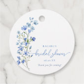 Aquarellfarben Dusty Blue Wildblume Brautparty Geschenkanhänger (Rückseite)