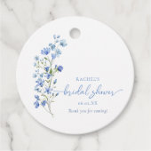 Aquarellfarben Dusty Blue Wildblume Brautparty Geschenkanhänger (Vorderseite)