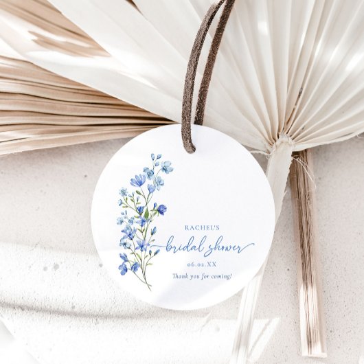 Aquarellfarben Dusty Blue Wildblume Brautparty Geschenkanhänger