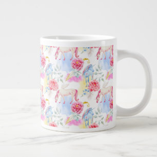 Aquarellfarben, Einhorn- und Pegasus-Muster Jumbo-Tasse