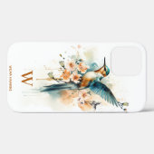 Aquarellfarben Elegantes Hummingbird Monogramm mit Case-Mate iPhone Hülle (Rückseite (Horizontal))
