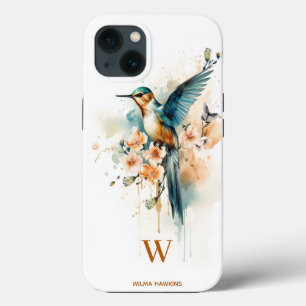 Aquarellfarben Elegantes Hummingbird Monogramm mit Case-Mate iPhone Hülle