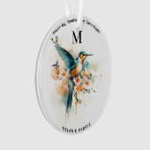 Aquarellfarben Elegantes Hummingbird Monogramm mit Ornament (Vorderseite)