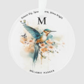 Aquarellfarben Elegantes Hummingbird Monogramm mit Ornament (Vorderseite)