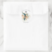 Aquarellfarben Elegantes Hummingbird Monogramm mit Runder Aufkleber (Tasche)