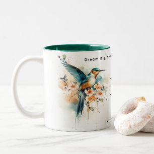 Aquarellfarben Elegantes Hummingbird Monogramm mit Zweifarbige Tasse