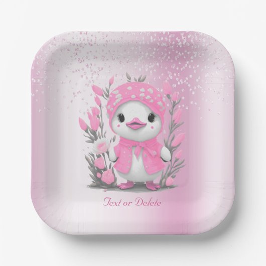 Aquarellfarben Entenrosa Blume Papierplatte Pappteller (Vorderseite)