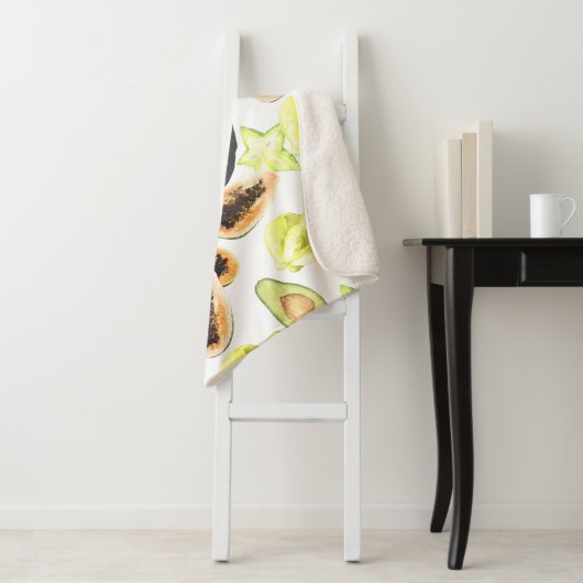 Aquarellfarben Essbare exotische Früchte Monogramm Sherpadecke (Beispiel)