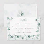 Aquarellfarben Eukalyptus-Blätter Grenzhochzeit RSVP Karte (Vorne/Hinten)
