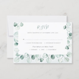 Aquarellfarben Eukalyptus-Blätter Grenzhochzeit RSVP Karte