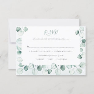 Aquarellfarben Eukalyptus-Blätter Grenzhochzeit RSVP Karte