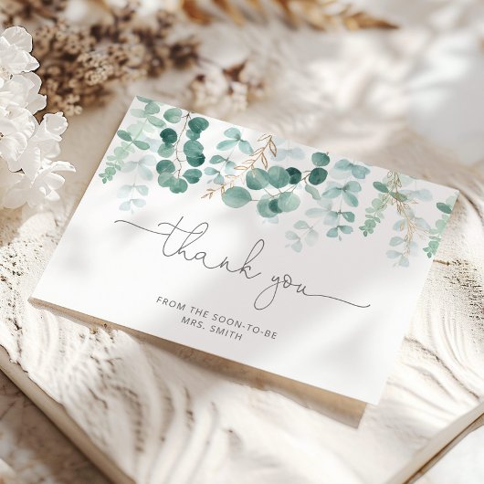 Aquarellfarben Eukalyptus Brautparty Dankeschön Ka Karte