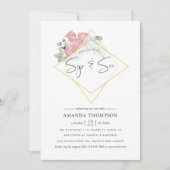 Aquarellfarben Eukalyptus Rose Geometrische Seite Einladung (Vorderseite)