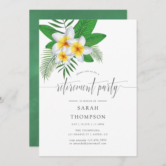 Aquarellfarben Exotic Aloha Luau Rente Party Einladung (Vorne/Hinten)