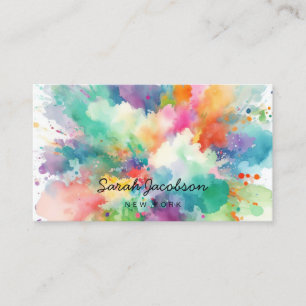 Aquarellfarben-Explosion Regenbogenfarben Visitenkarte