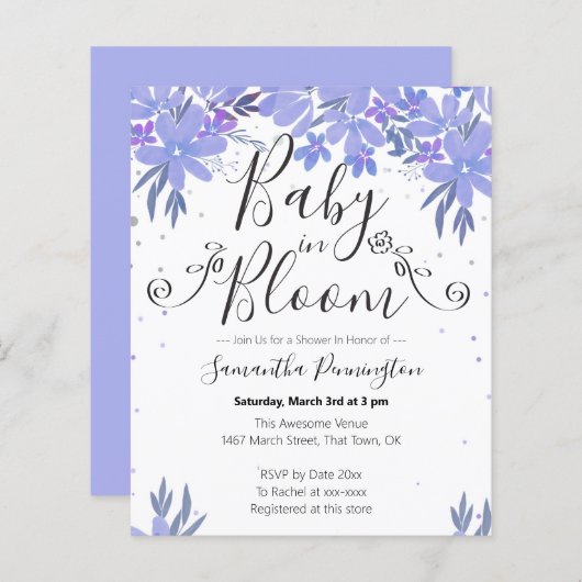 Aquarellfarben Extravagantes Script Baby in Bloom  (Vorne/Hinten)