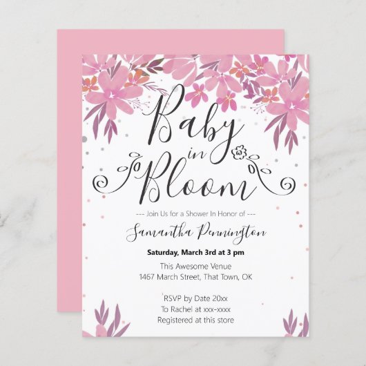 Aquarellfarben Extravagantes Script Baby in Bloom (Vorne/Hinten)
