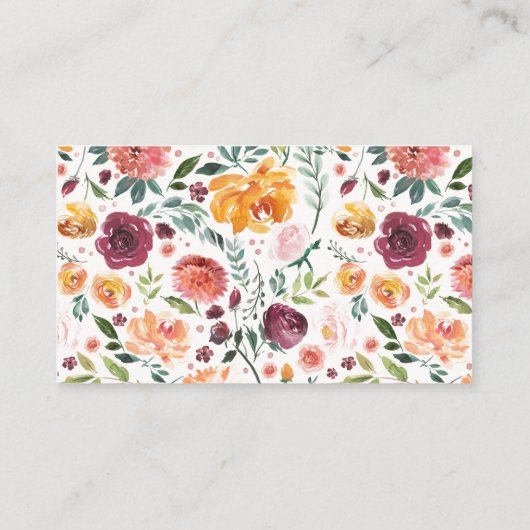 Aquarellfarben Fall Blumenbeet Schaufensterdusche Begleitkarte (Rückseite)