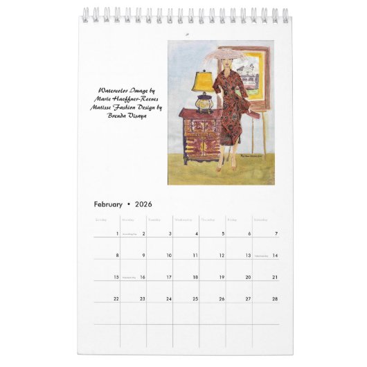 Aquarellfarben Fantasien von MHHR 2025 Kalender (Feb 2026)