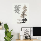 Aquarellfarben Farbe Schwarzer Baum und Zitat Poster (Heimbüro)