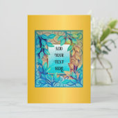 Aquarellfarben Farbige Blätter Golden Border Einladung (Stehend Vorderseite)