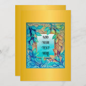 Aquarellfarben Farbige Blätter Golden Border Einladung (Vorne/Hinten)