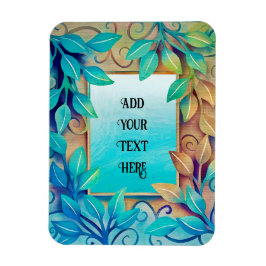 Aquarellfarben Farbige Blätter Golden Border Magnet