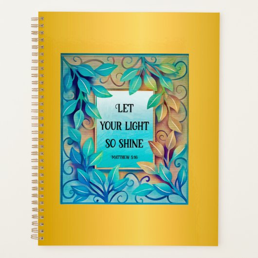 Aquarellfarben Farbige Blätter Golden Border Planer (Vorderseite)