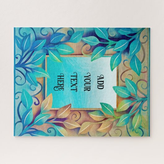 Aquarellfarben Farbige Blätter Golden Border Puzzle (Horizontal)