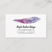 Aquarellfarben Feathers Modern Boho Business Card Visitenkarte (Rückseite)