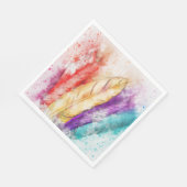Aquarellfarben Feathers Paper Napkins Serviette (Ecke)