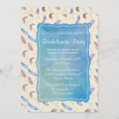 Aquarellfarben Federn und Blätter Junggeselinnen-A Einladung (Vorne/Hinten)