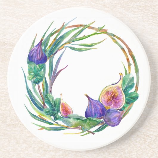 Aquarellfarben-Feigen Getränkeuntersetzer (Vorne)