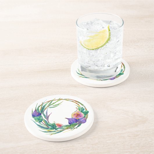 Aquarellfarben-Feigen Getränkeuntersetzer (Seite)