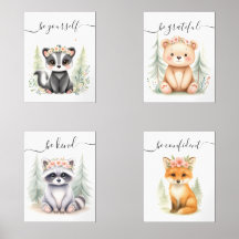 Aquarellfarben Feminine Woodland Kinderzimmer