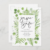 Aquarellfarben, Ferne und Eukalyptus-Rahmen Save t Ankündigungspostkarte (Vorne/Hinten)