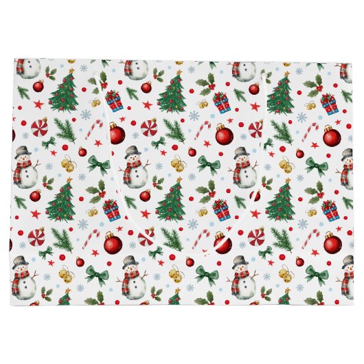 Aquarellfarben Festival & farbenfrohe Weihnachtsmu Große Geschenktüte (Rückseite)