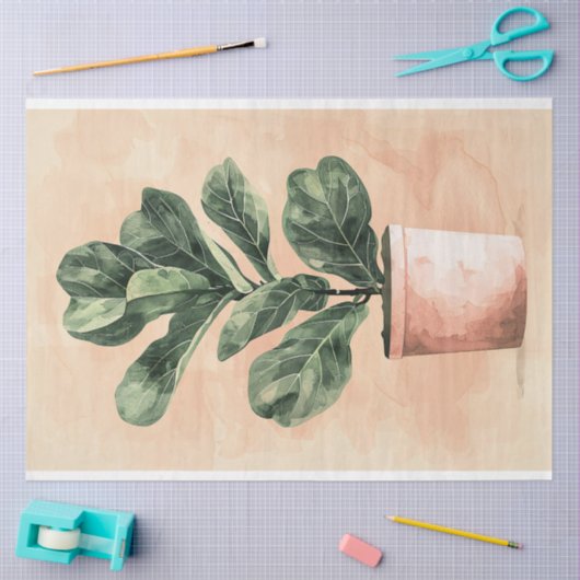 Aquarellfarben-Fiddle-Leaf-Pflanze Seidenpapier (Basteln)